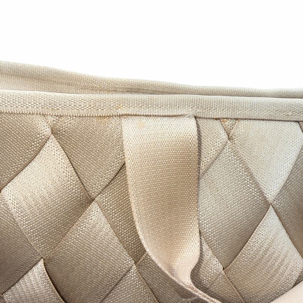 Maggie Bags Woven Seatbelt Laptop Tote Beige Crossbody Bag - Picture 7 of 14